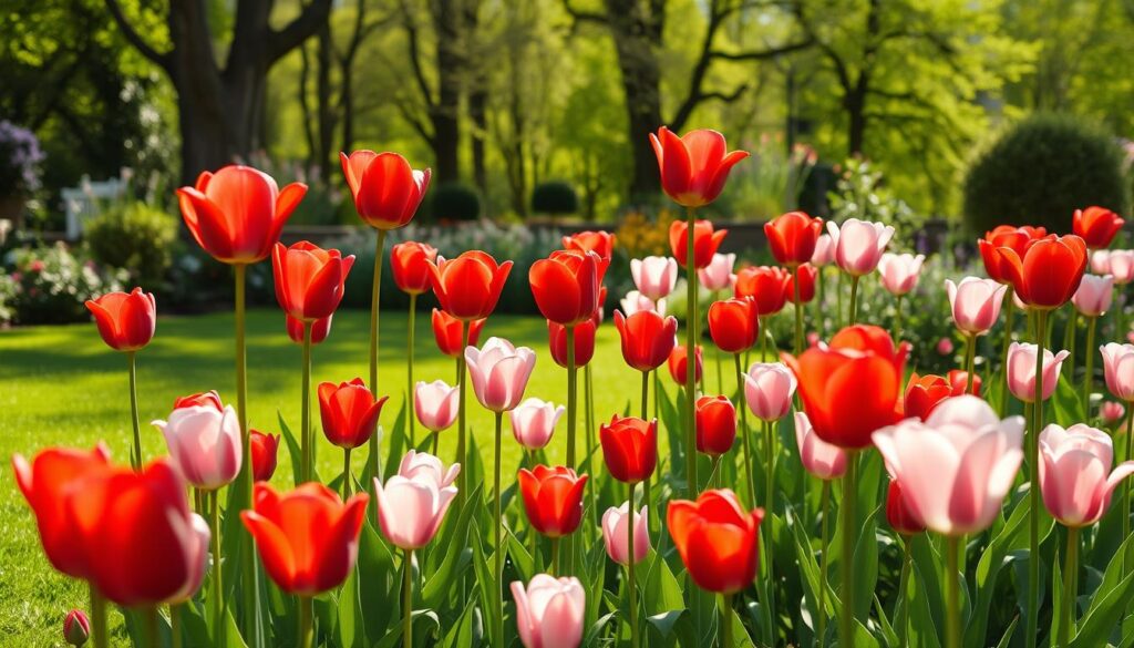 Blühende Tulpen im Garten