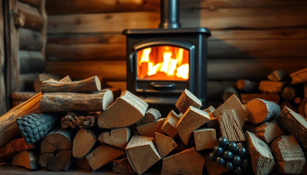 Feuerholz und Ofen vorbereiten