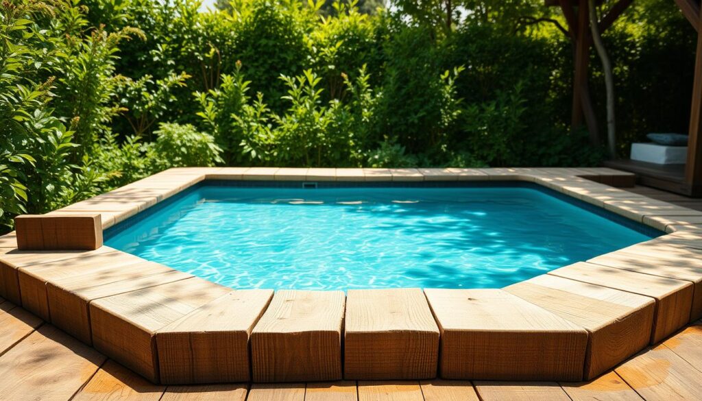 Poolumrandung aus Holz Poolumrandung aus Holz