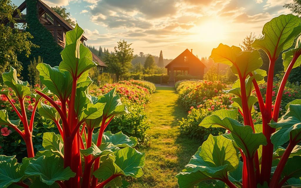 Rhabarber pflanzen im Garten