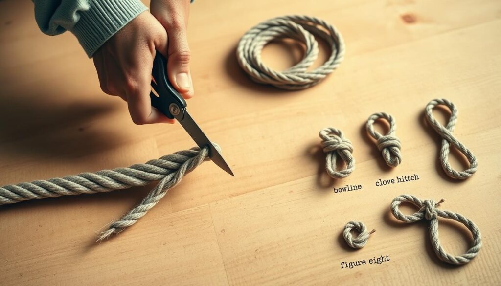 Seile zuschneiden und knoten Seile zuschneiden und knoten