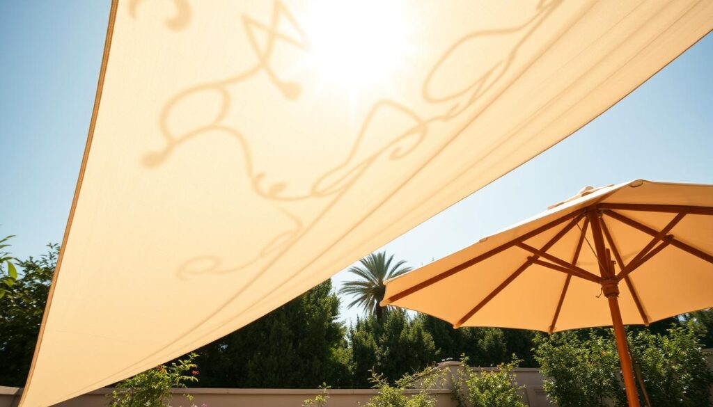 Sonnensegel und Sonnenschirm