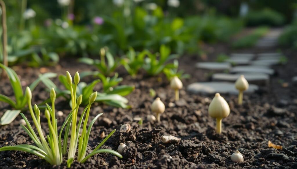 Tochterzwiebeln im Garten