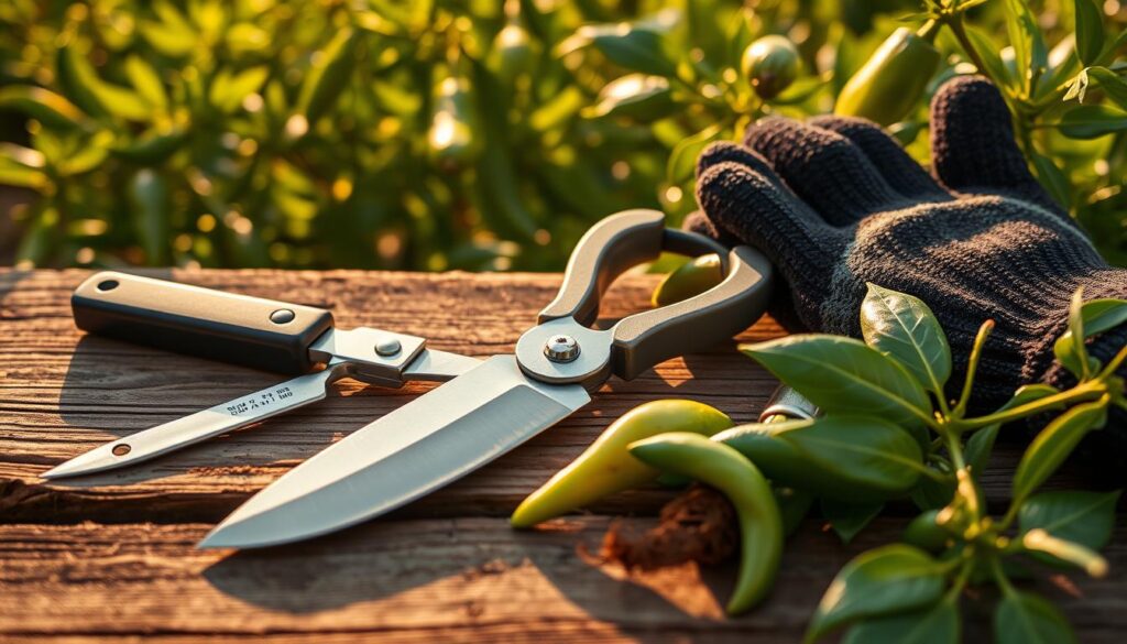 Werkzeuge für die Chili-Ernte