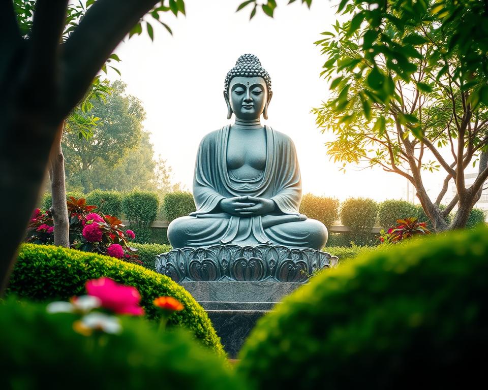 Buddha-Statue Standort im Garten Buddha-Statue Standort im Garten
