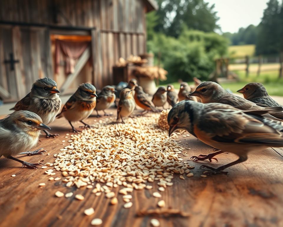 Haferflocken zubereiten Vögel