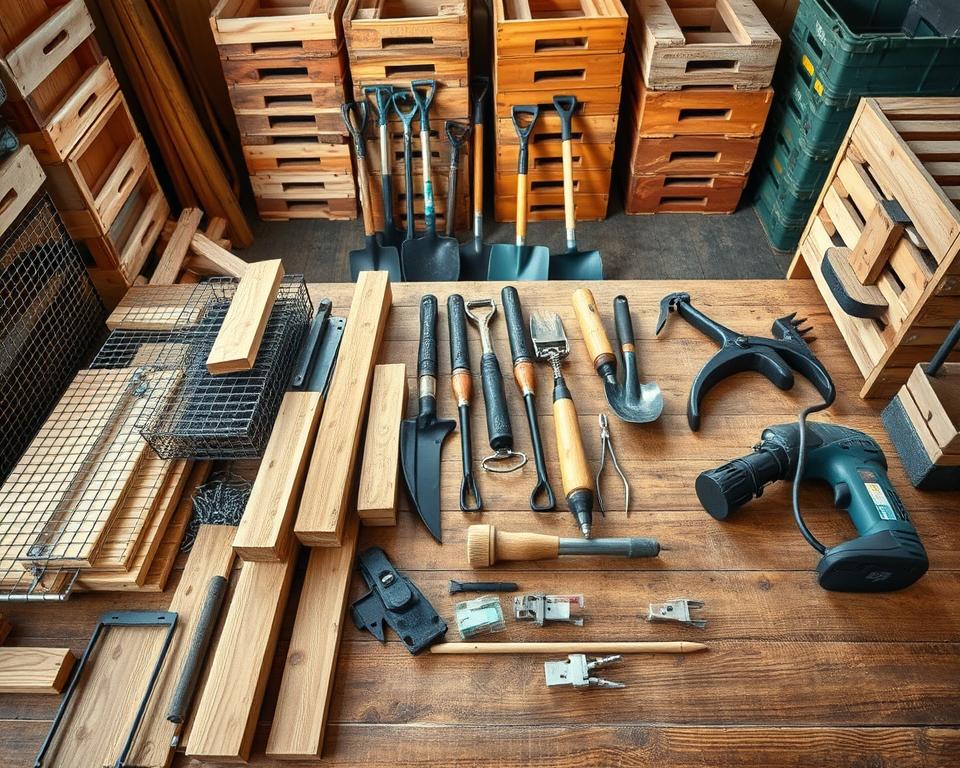 Hasenstall Materialien und Werkzeuge