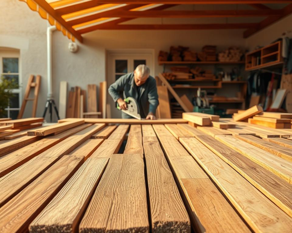 Holzvordach selbst bauen Materialauswahl