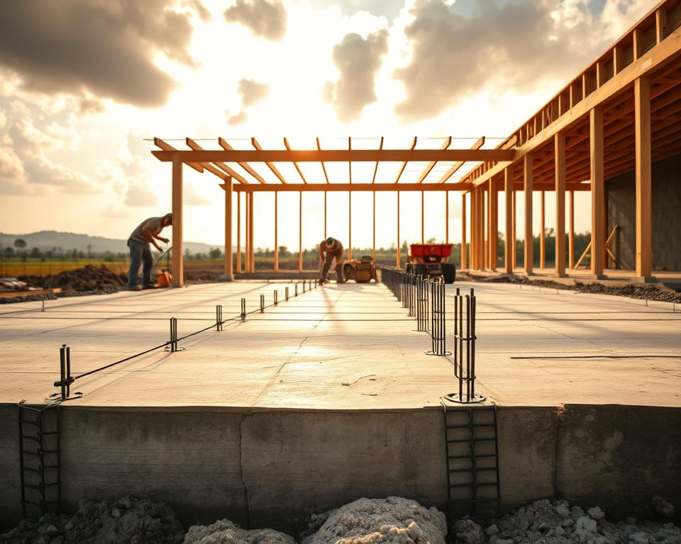 Lamellendach Fundament Vorbereitung