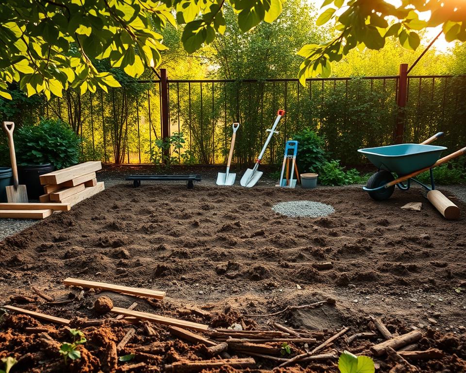 Saunafundament Vorbereitung