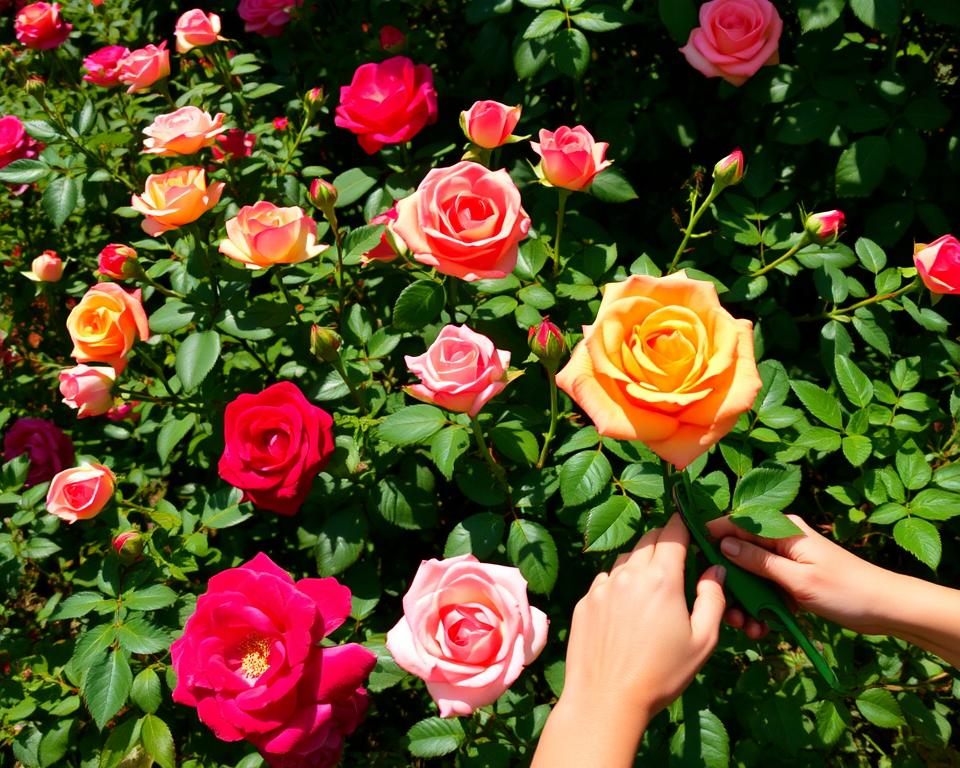 Verschiedene Rosensorten schneiden