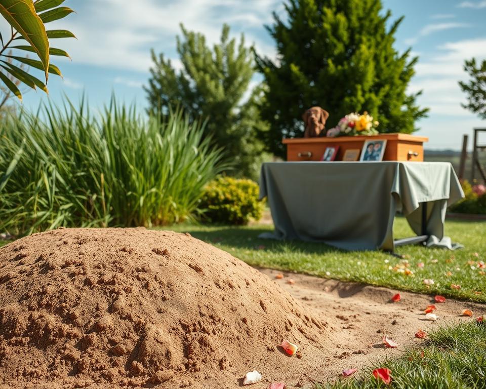 Vorbereitungen Tierbestattung Garten
