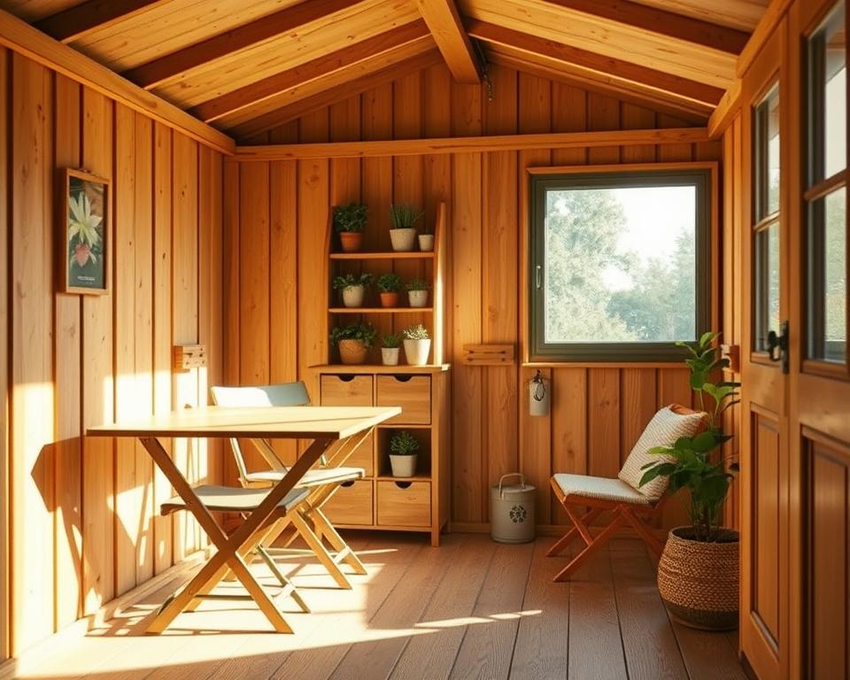 Platzsparende Möbel im Gartenhaus